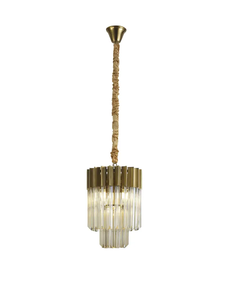 Donard Brass 4 Light Pendant with Cognac Glass