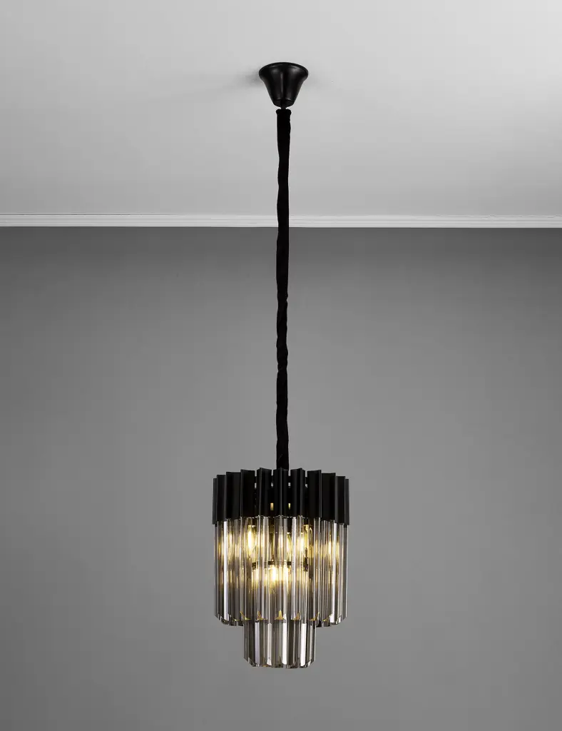 Donard Matt Black 4 Light Pendant with Smoked Glass