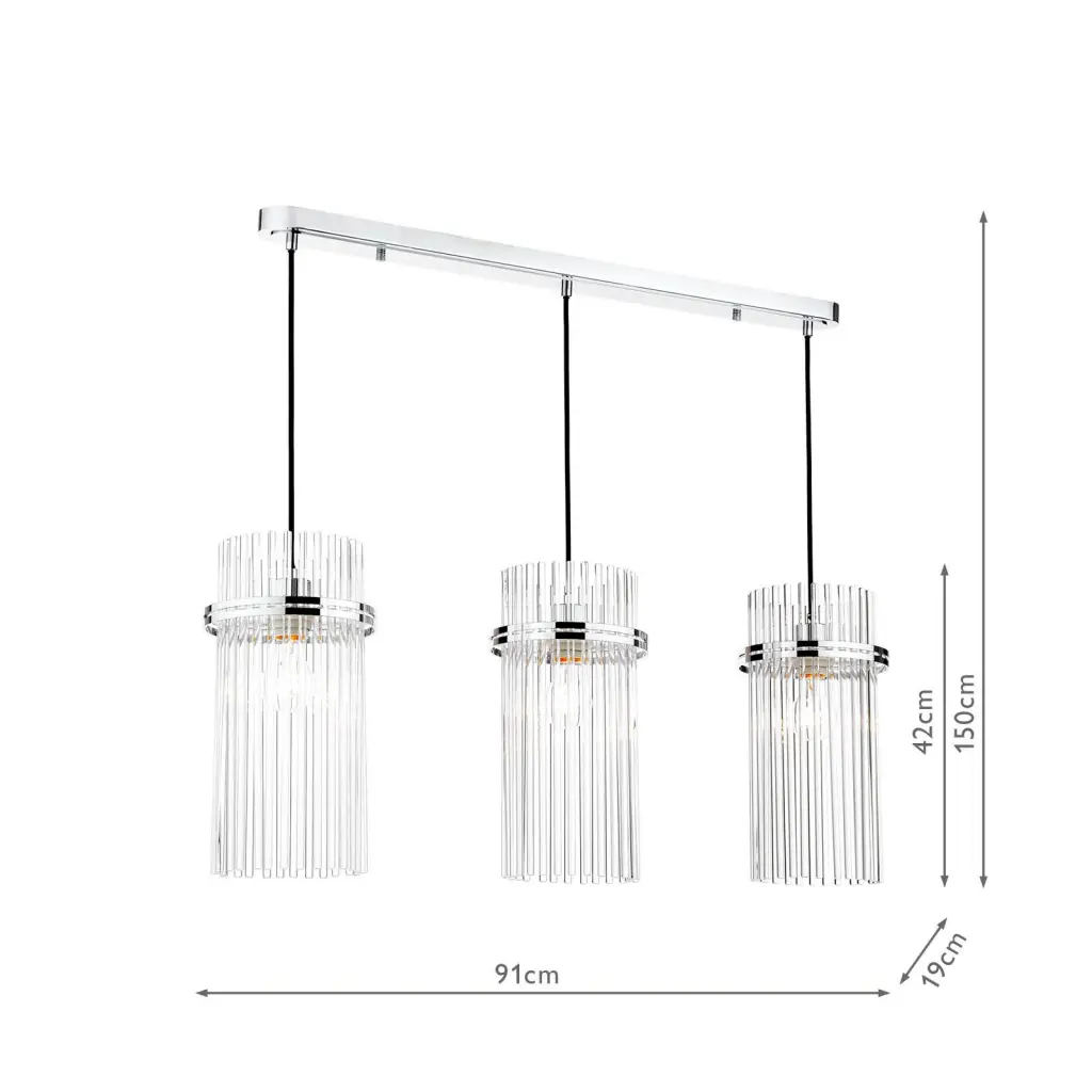 Eltham Polished Nickel 3 Light Bar Pendant