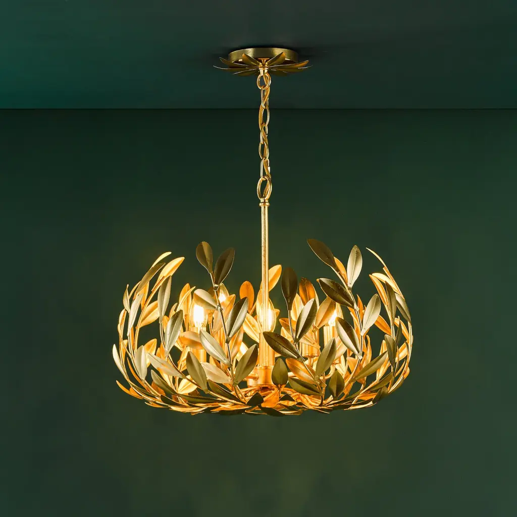 Ercilla 5 Light Gold Leaf Pendant