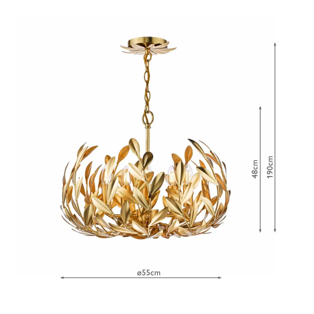 Ercilla 5 Light Gold Leaf Pendant