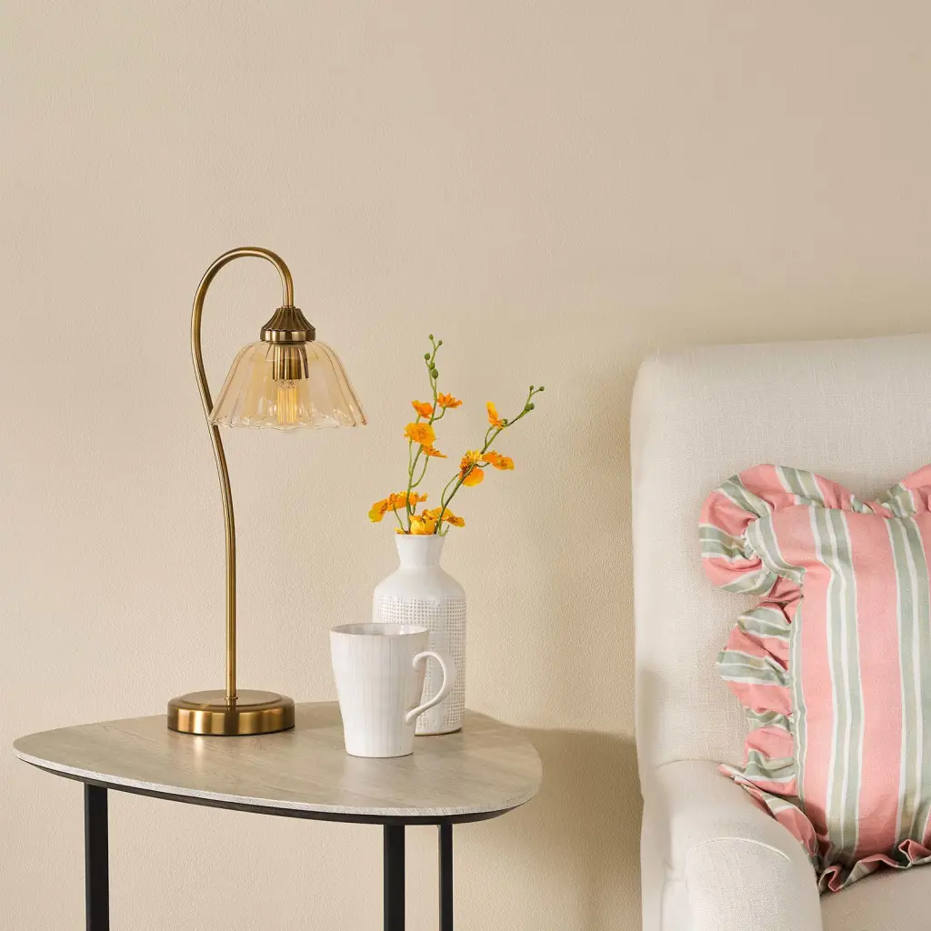Erika Antique Bronze & Amber Glass Table Lamp