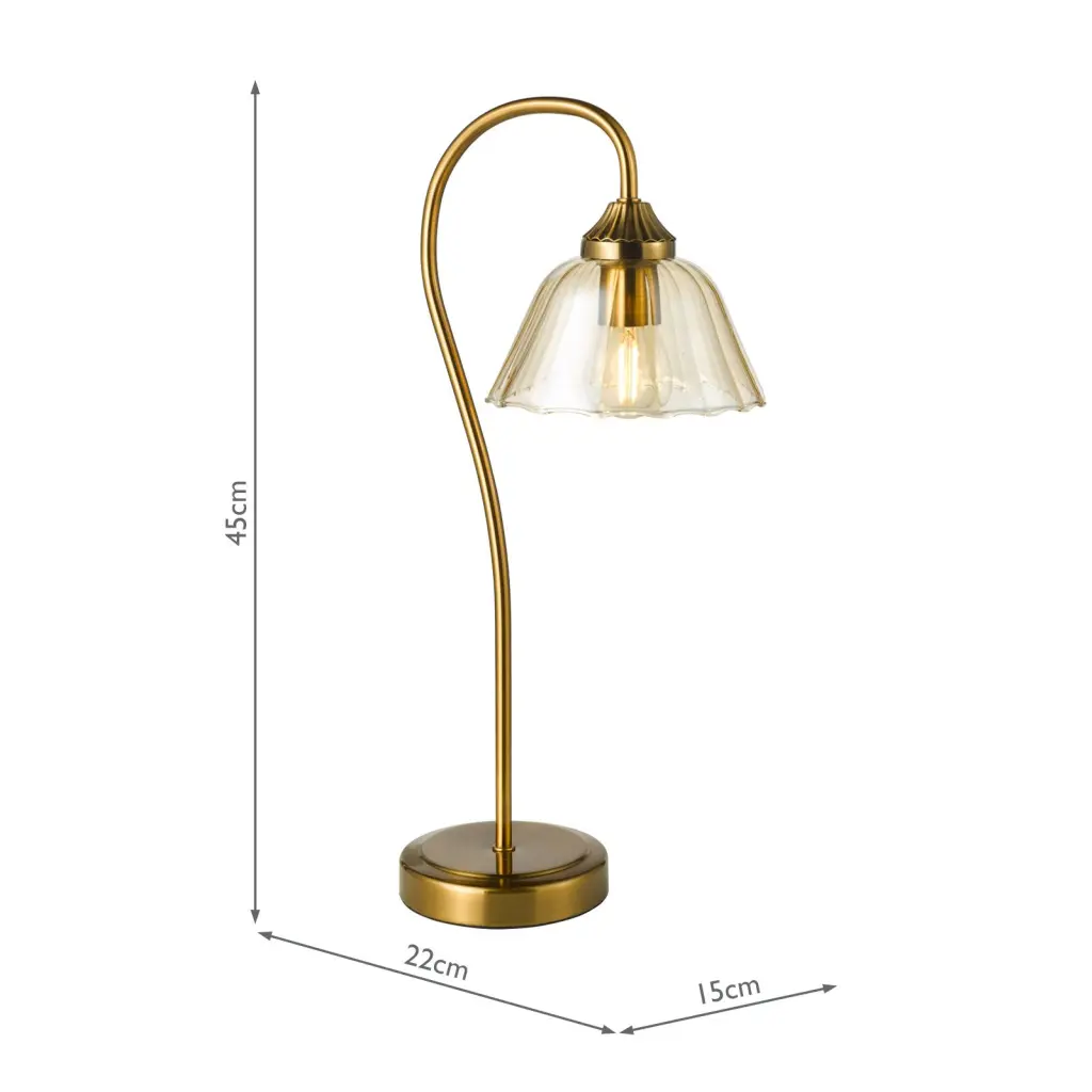 Erika Antique Bronze & Amber Glass Table Lamp