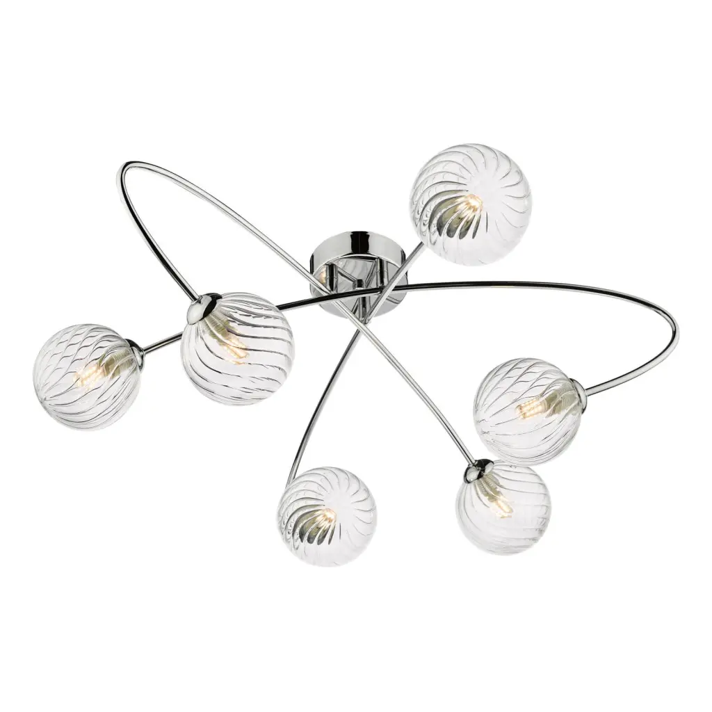 Etta 6 Light Polished Chrome Semi Flush & Clear Glass