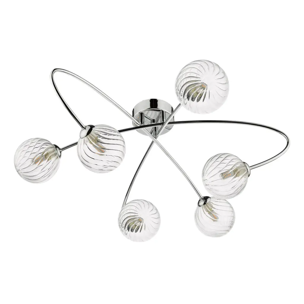 Etta 6 Light Polished Chrome Semi Flush & Clear Glass