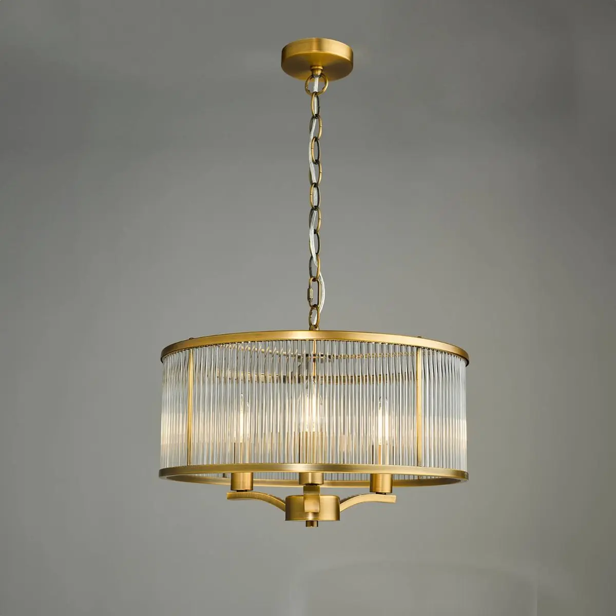 Evelyn 3 Light Antique Bronze & Glass Pendant