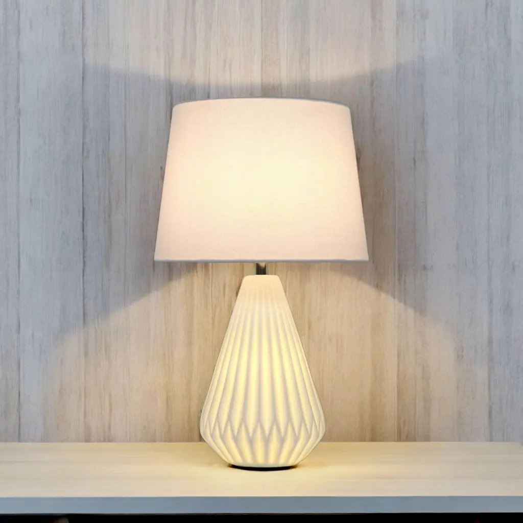 Fallon Pearl White Table Lamp C/W Shade