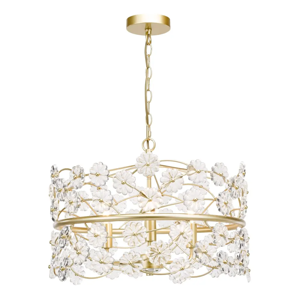 Fonda 3 Light Satin Gold & Glass Pendant