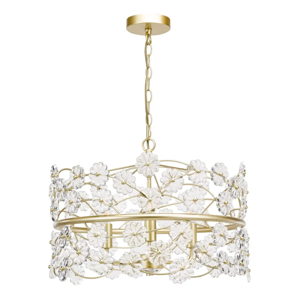 Fonda 3 Light Satin Gold & Glass Pendant