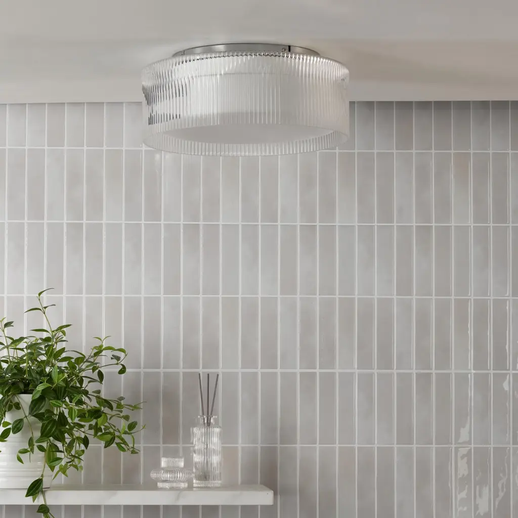 Geryon Polished Chrome Bathroom Flush Light IP44