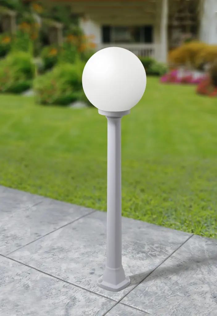 Giaffa Grey Post Light with Opal Globe