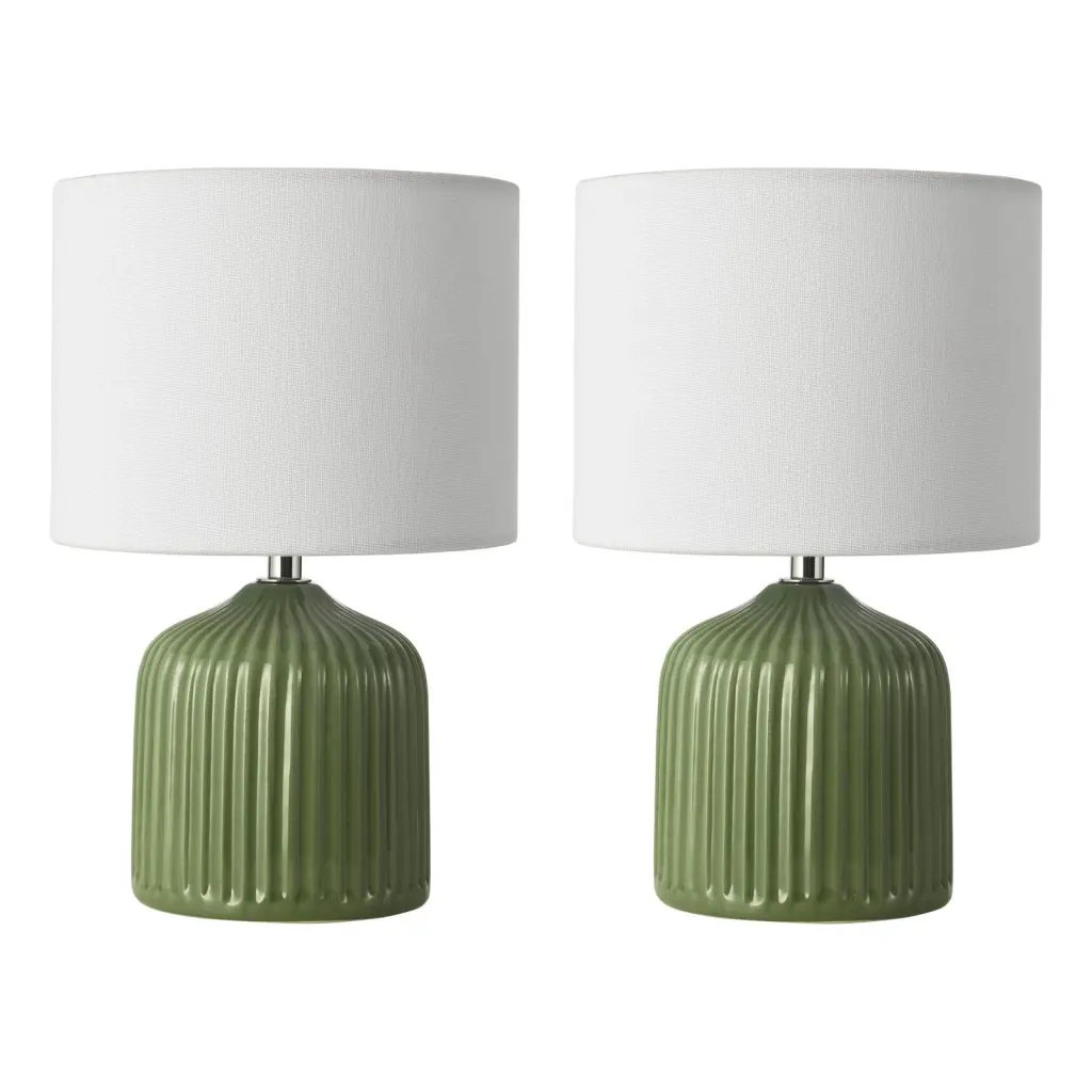 Gigi Green Twin Pack Table Lamps C/W Shade