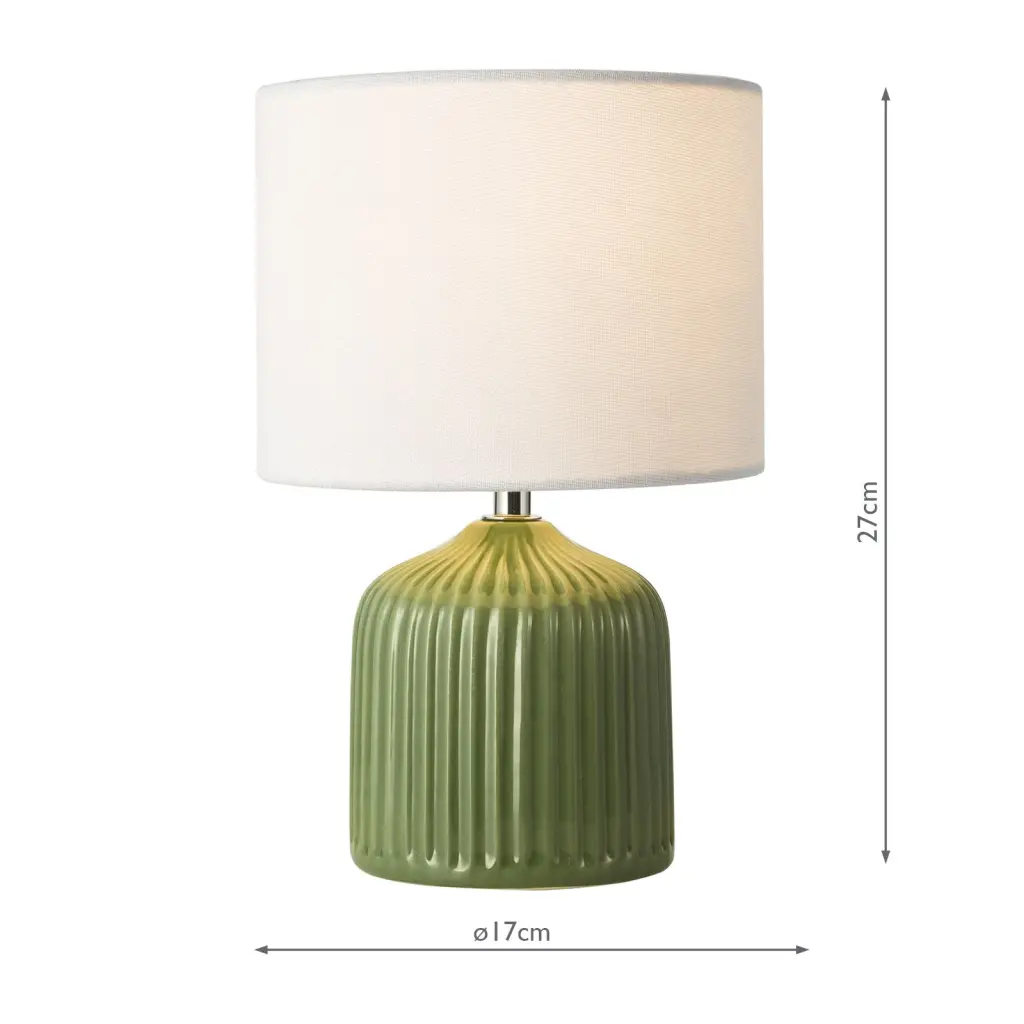 Gigi Green Twin Pack Table Lamps C/W Shade