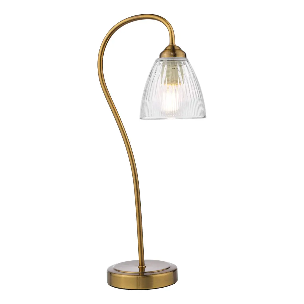 Glynis Bronze Table Lamp with Clear Ribbed Glass