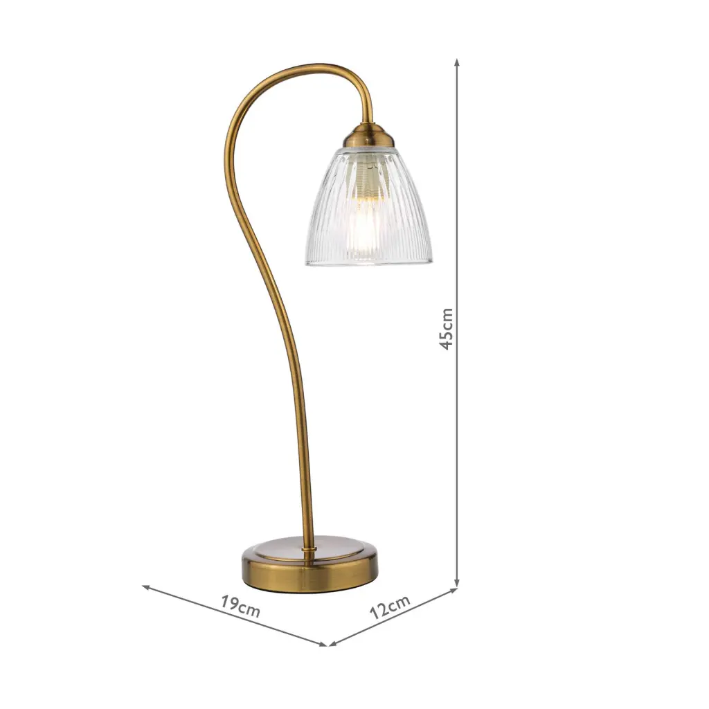 Glynis Bronze Table Lamp with Clear Ribbed Glass