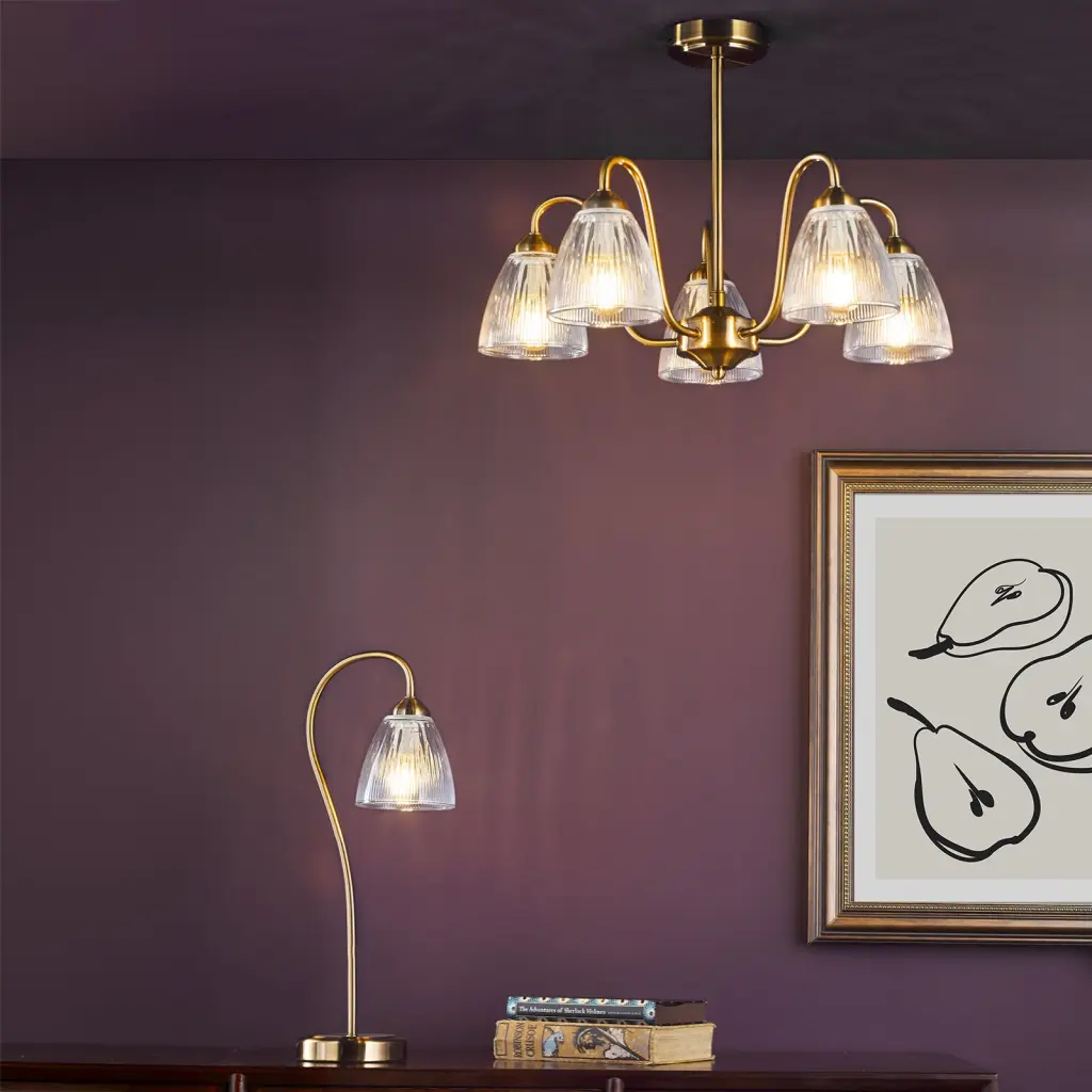 Glynis Antique Bronze 5 Light Semi Flush Fitting