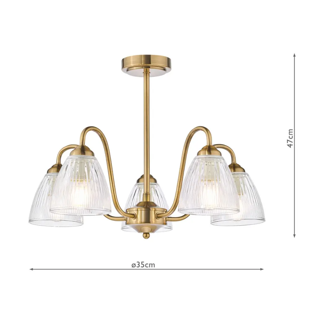Glynis Antique Bronze 5 Light Semi Flush Fitting