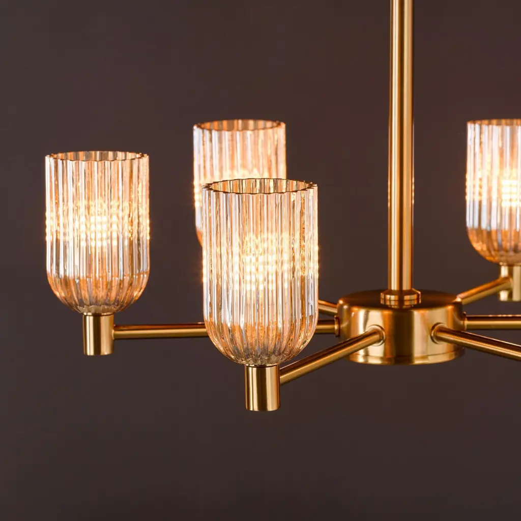 Hilaria 6 Light Antique Gold Semi-Flush Fitting