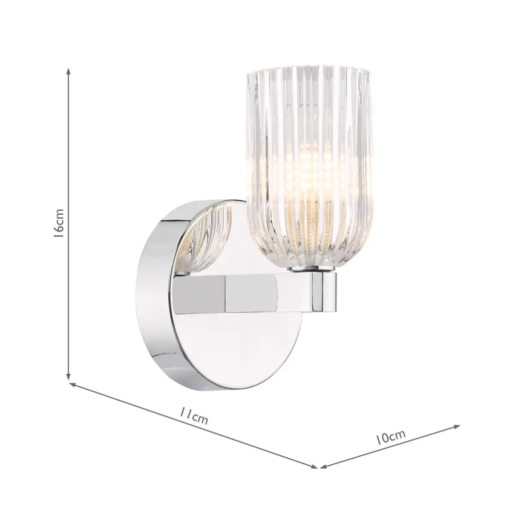 Hilaria Polished Chrome Single Wall Light IP44