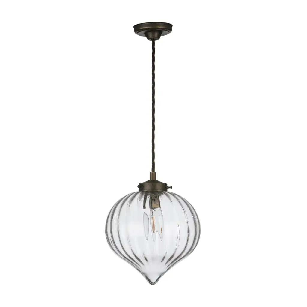Holborn Antique Brass & Glass Pendant