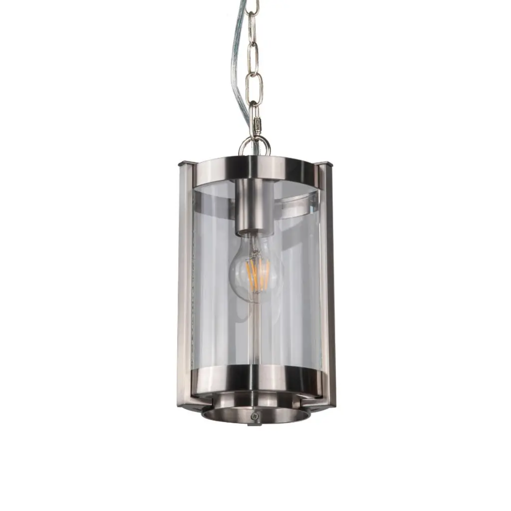 Hudson Single Glass Pendant in Satin Chrome