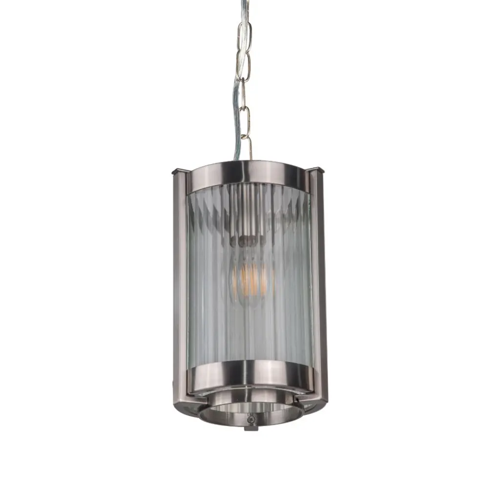 Hudson Single Glass Pendant in Satin Chrome