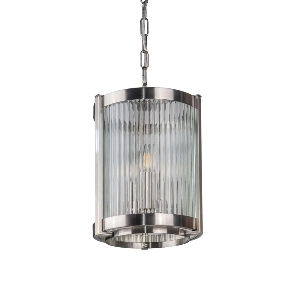 Hudson 3 Light Glass Pendant in Satin Chrome