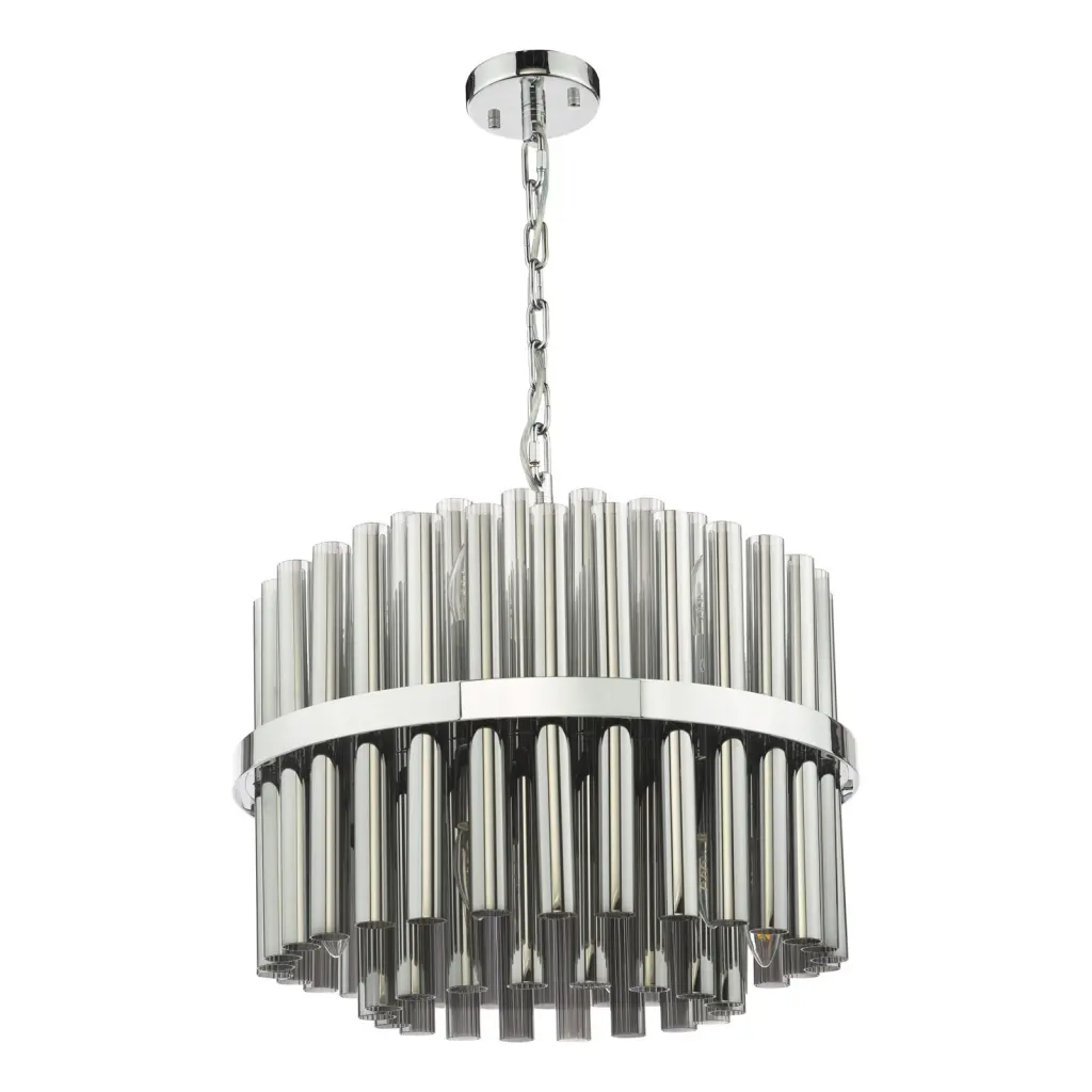 Imani 12 Light Polished Chrome & Smoked Glass Pendant