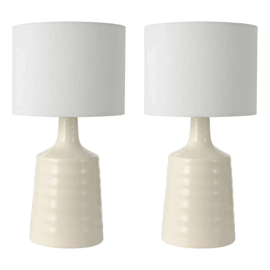 Inci Twin Pack Cream Table Lamp C/W Shade