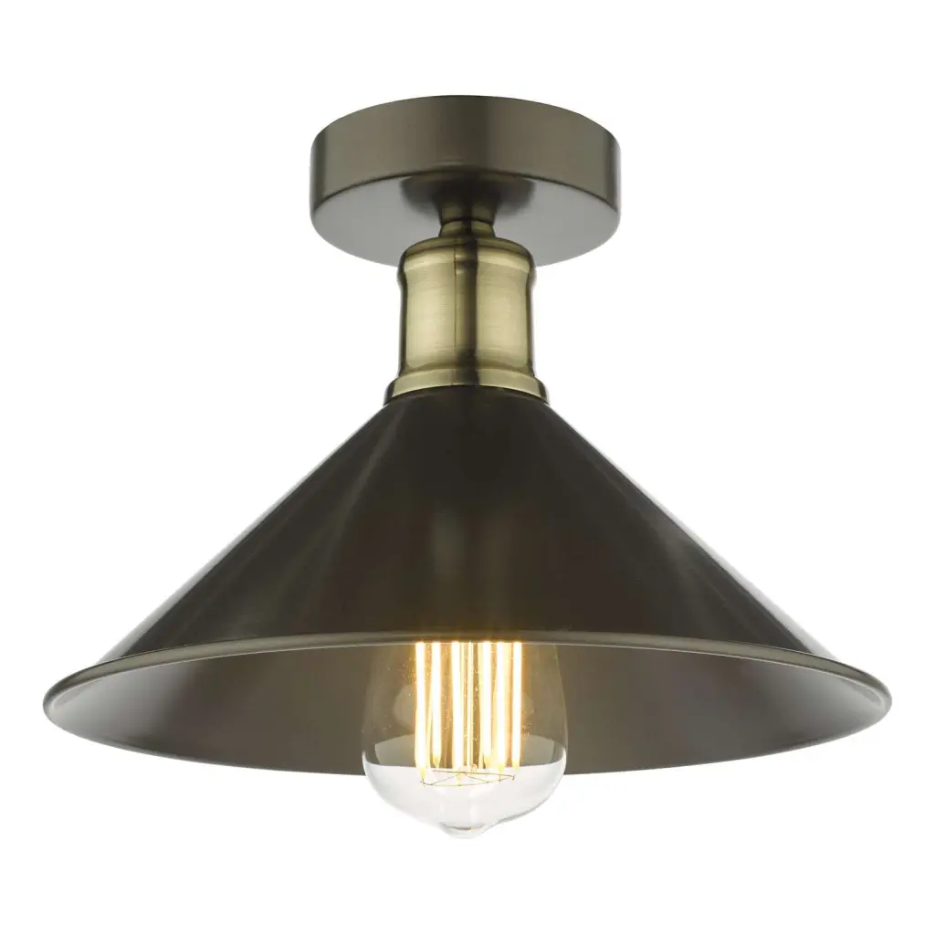 Jalen Graphite Semi Flush Fitting with Antique Brass