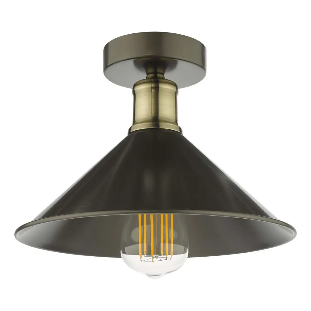 Jalen Graphite Semi Flush Fitting with Antique Brass