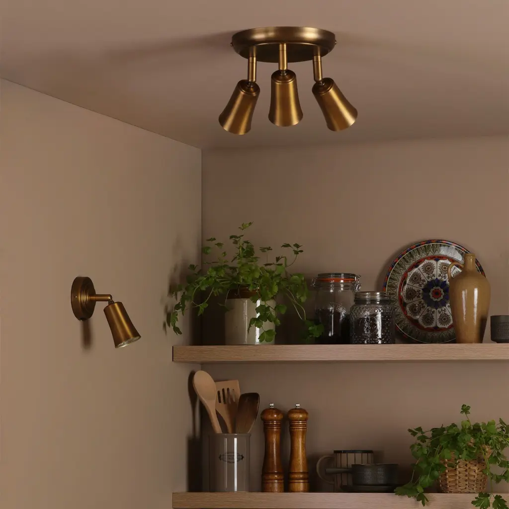 Jedrek 3 Light Aged Brass Spotlight