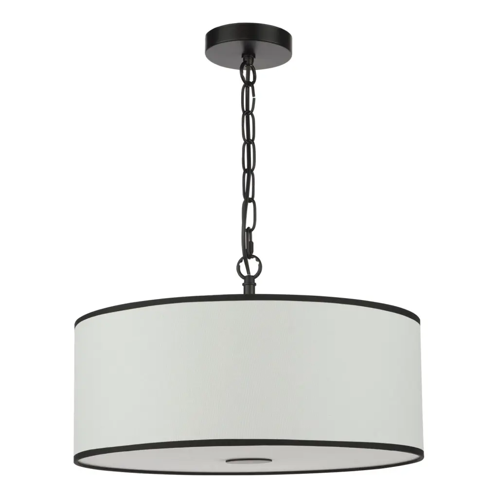 Jemima 3 Light White & Black Pendant