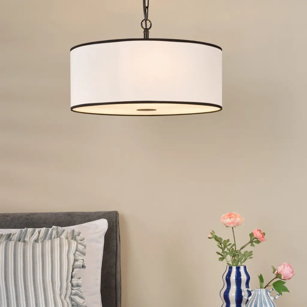 Jemima 3 Light White & Black Pendant