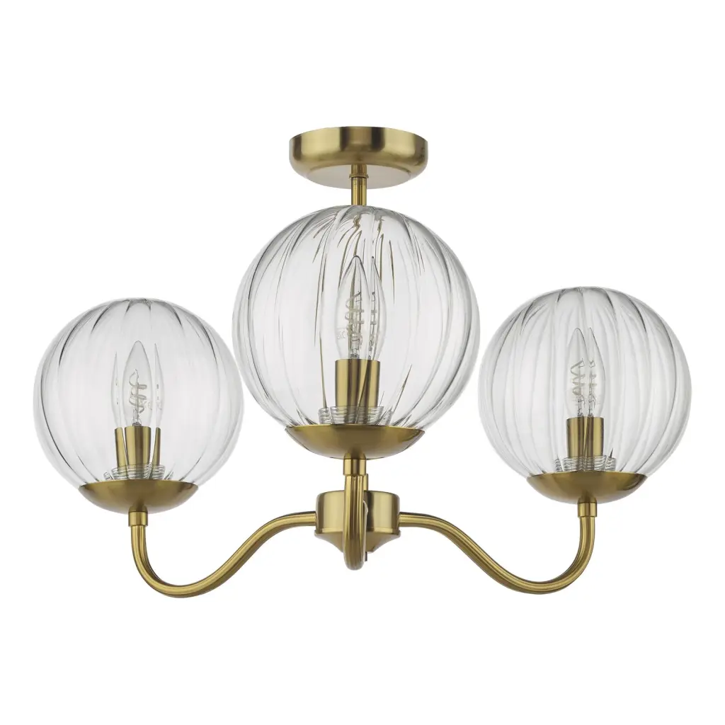Jocelyn 3 Light Brass Semi Flush Fitting