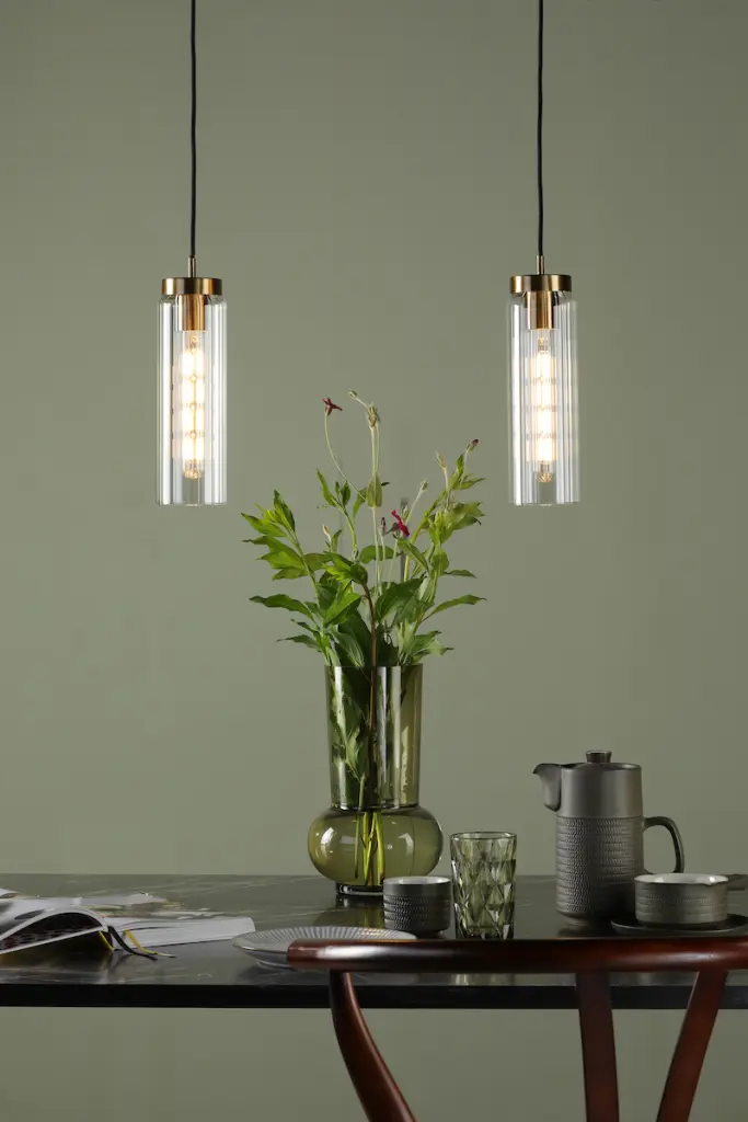 Jodelle Polished Bronze & Glass Single Pendant