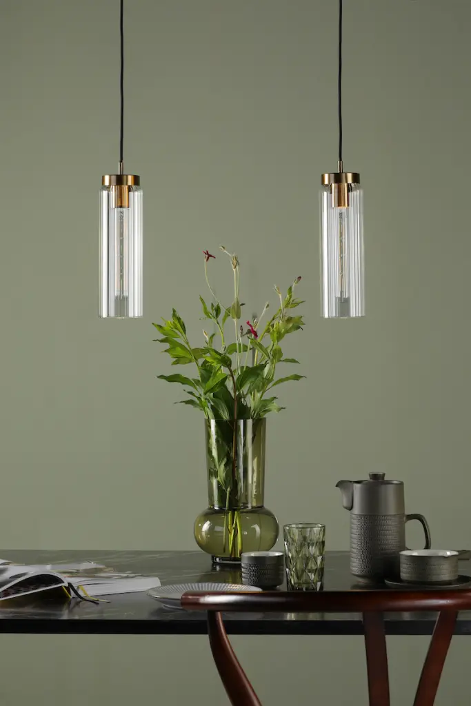 Jodelle Polished Bronze & Glass Single Pendant