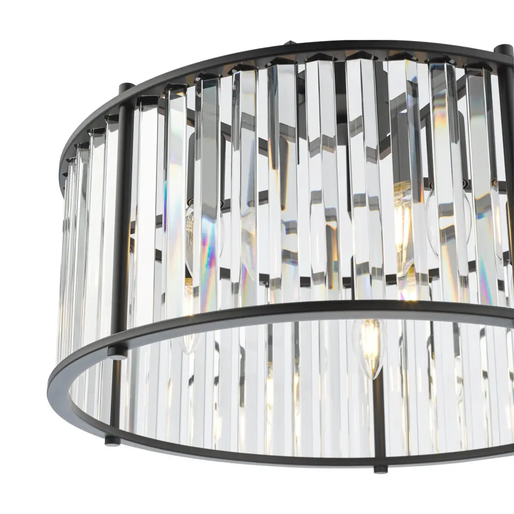 Kiran 5 Light Satin Black & Crystal Pendant