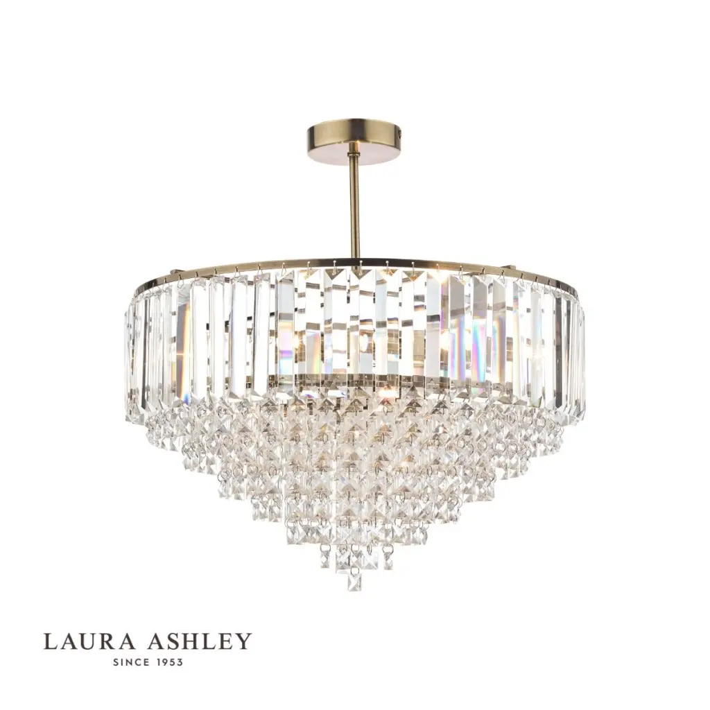 Vienna 5lt Semi Flush Crystal & Antique Brass