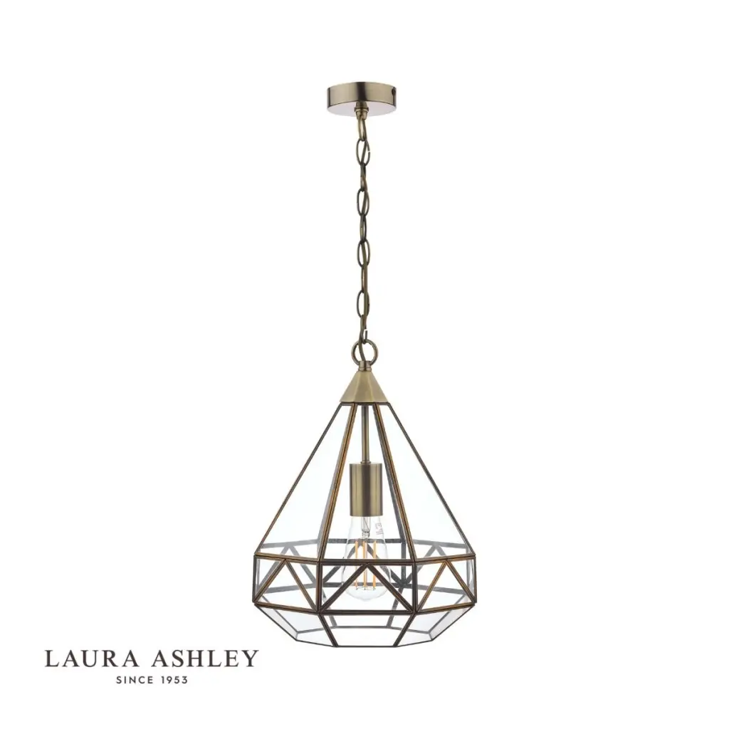 Zaria Antique Brass & Glass Pendant