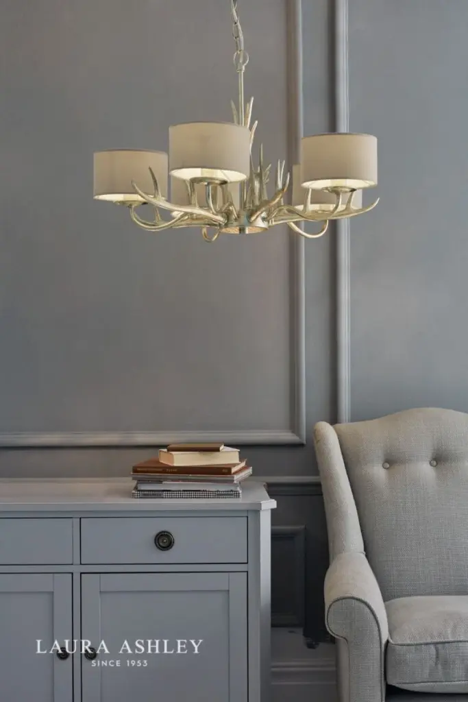 Mulroy 5 Light Antler Chandelier in Champagne Finish C/W Shades