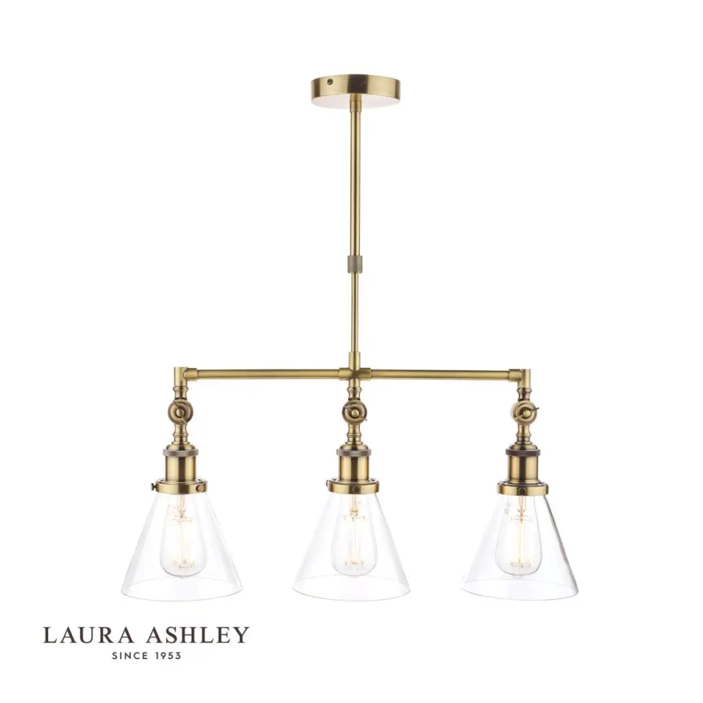 Isaac 3 Light Bar Pendant in Antique Brass