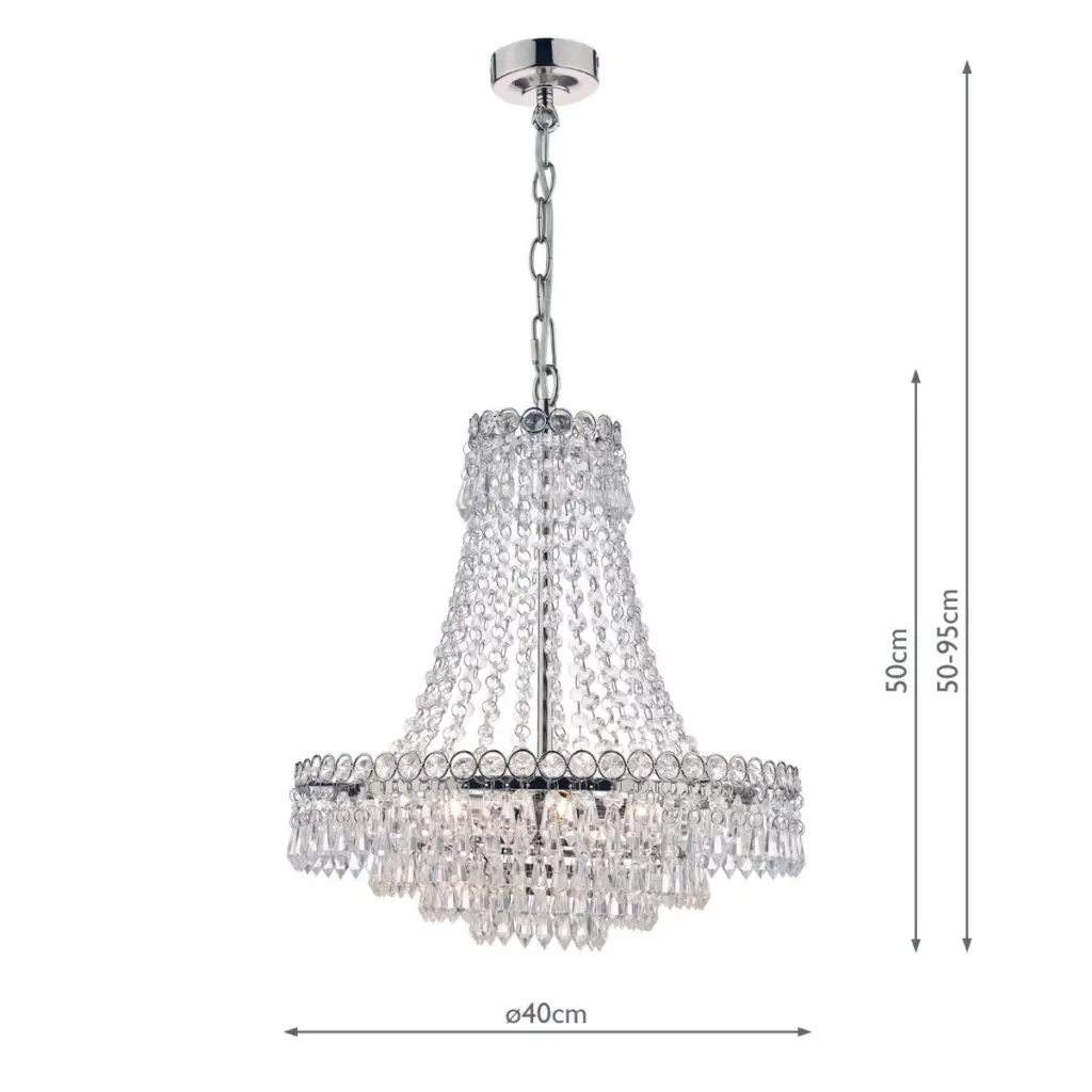 Enid Small 5 Light Chandelier Polished Nickel & Cut Glass