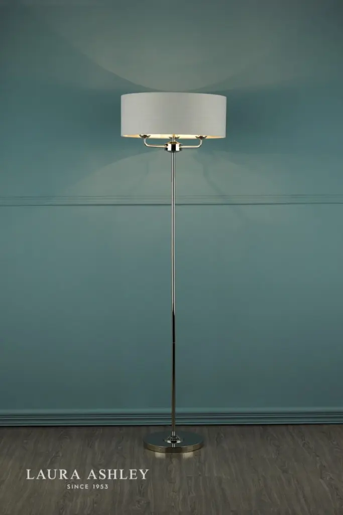 Sorrento 3 Light Floor Lamp Polished Nickel With Silver Shade