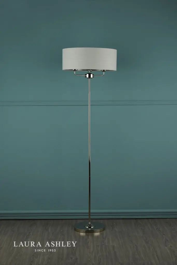 Sorrento 3 Light Floor Lamp Polished Nickel With Silver Shade