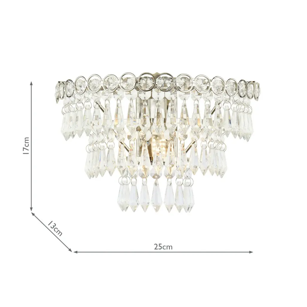 Enid Faceted Glass & Polished Nickel Wall Light