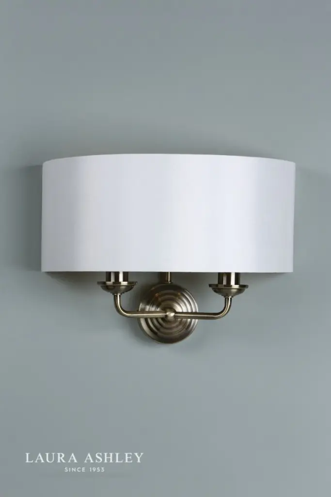Sorrento 2 Light Wall Light Antique Brass With Ivory Shade