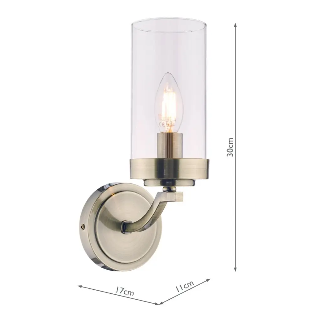 Joseph Wall Light in Antique Brass & Glass