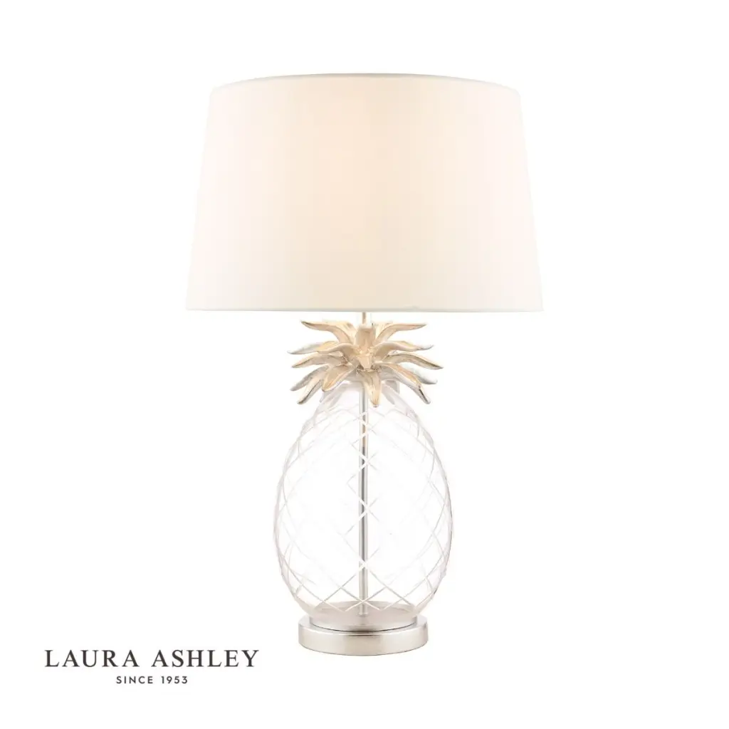 Pineapple Clear Glass & Brushed Chrome Table Lamp C/W Shade
