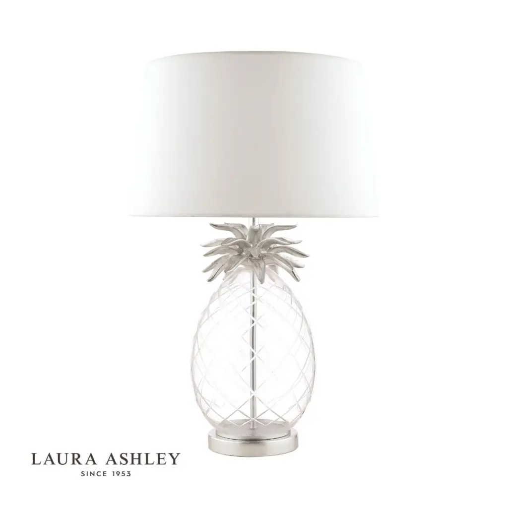 Pineapple Clear Glass & Brushed Chrome Table Lamp C/W Shade